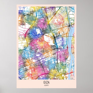 Poster Carte de la ville de Giza Égypte