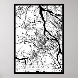 Poster Carte de la ville de Jiangmen Chine