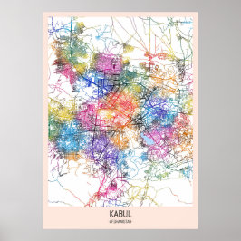 Poster Carte de la ville de Kaboul