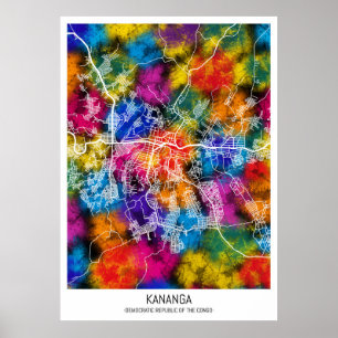 Poster Carte de la ville de Kananga en République démocra