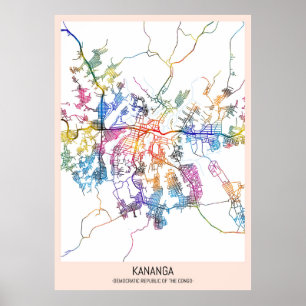 Poster Carte de la ville de Kananga République démocratiq