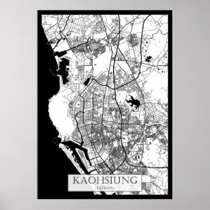 Poster Carte de la ville de Kaohsiung Taïwan