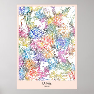 Poster Carte de la ville de La Paz