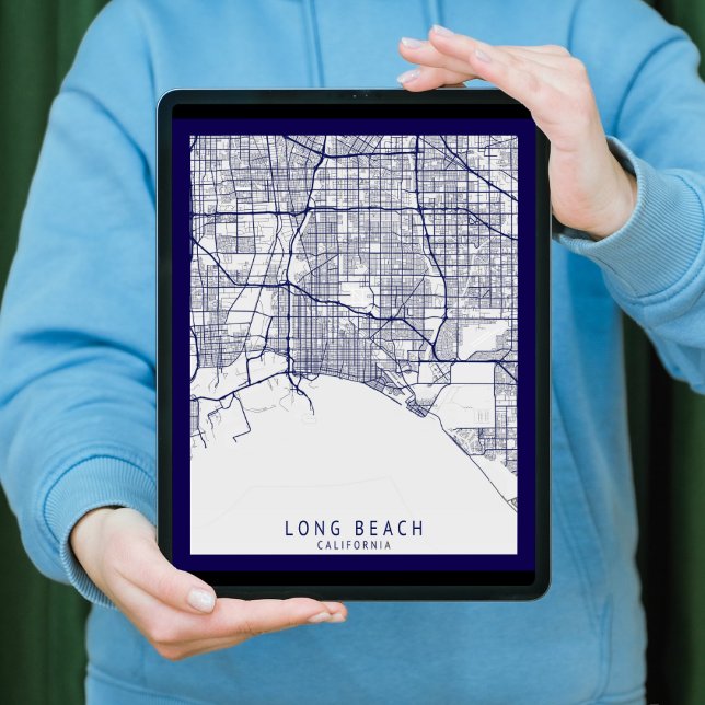 Poster Carte de la ville de Long Beach moderne (Créateur téléchargé)