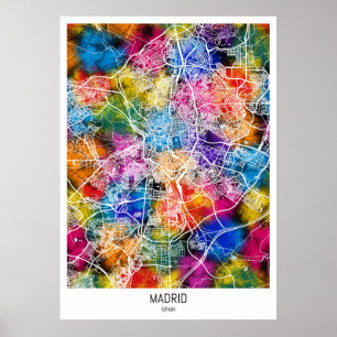 Poster Carte de la ville de Madrid