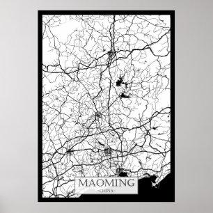Poster Carte de la ville de Maoming en Chine