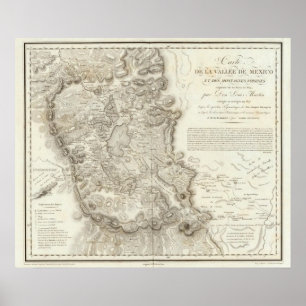 Poster Carte de la ville de Mexico