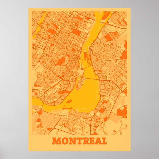 Poster Carte de la ville de Montréal - Canada Sunset (Devant)
