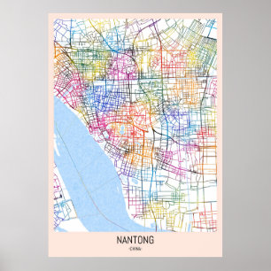 Poster Carte de la ville de Nantong