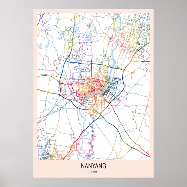 Poster Carte de la ville de Nanyang (Devant)