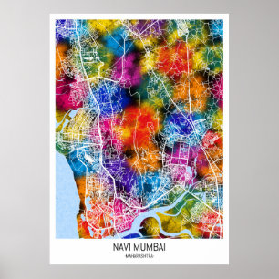 Poster Carte de la ville de Navi Mumbai