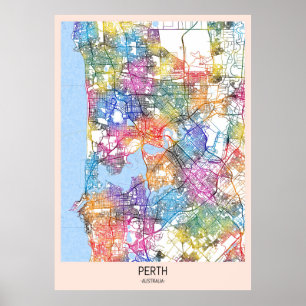 Poster Carte de la ville de Perth Australie