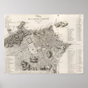 Poster Carte de la ville de Rio de Janeiro (1820)