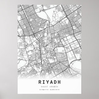 Poster Carte de la ville de Riyadh