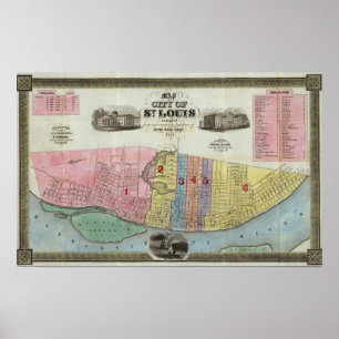 Poster Carte de la ville de Saint-Louis