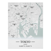 Carte de la ville de style classique de Tokyo, Jap