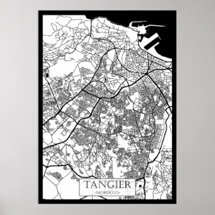 Poster Carte de la ville de Tanger Maroc