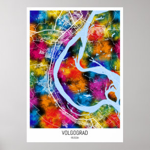 Poster Carte de la ville de Volgograd Russie
