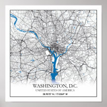 Carte de la ville de voyage de Washington DC USA
