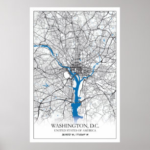 Poster Carte de la ville de voyage de Washington DC USA