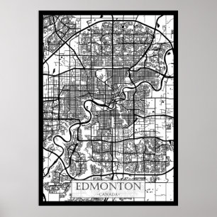 Poster Carte de la ville d'Edmonton Canada