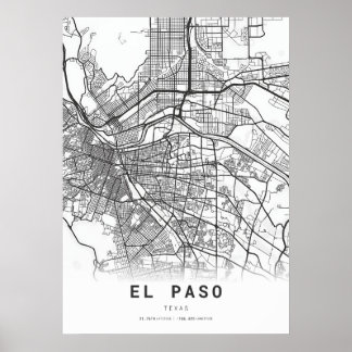 Poster Carte de la ville d'El Paso