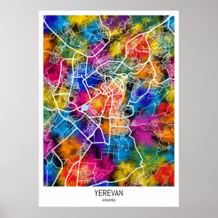 Poster Carte de la ville d'Erevan Arménie