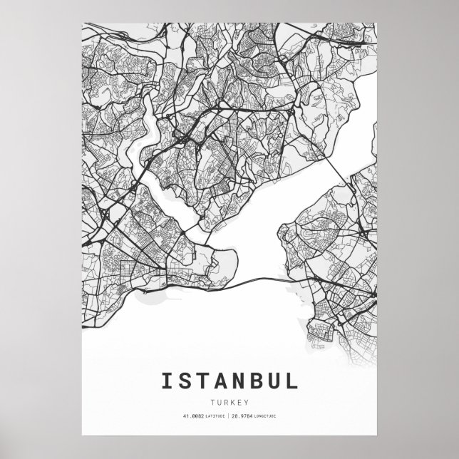 Poster Carte de la ville d'Istanbul (Devant)