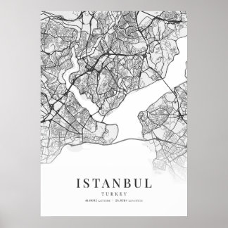 Poster Carte de la ville d'Istanbul