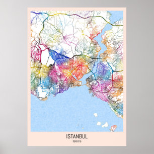 Poster Carte de la ville d'Istanbul Türkiye