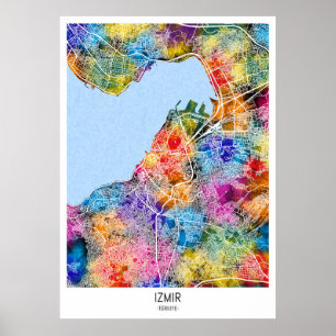 Poster Carte de la ville d'İzmir Türkiye