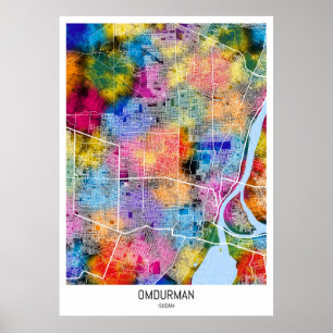 Poster Carte de la ville d'Omdurman