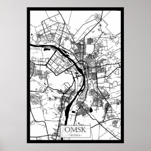 Poster Carte de la ville d'Omsk Russie