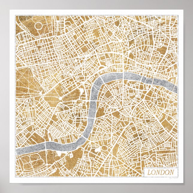 Poster Carte De La Ville Dorée De Londres (Devant)