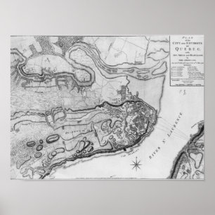 Poster Carte de la ville et des environs de Québec