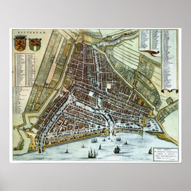 Poster Carte de la ville vintage de Rotterdam (Devant)