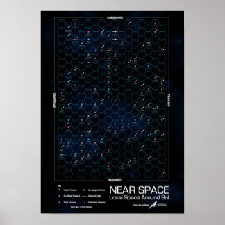 Poster Carte de l'affiche de l'Hexagon près de l'espace
