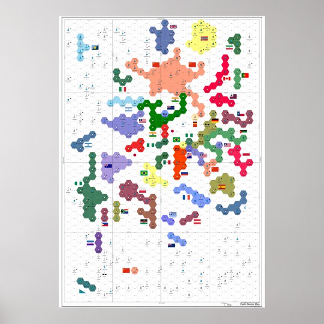 Poster Carte de l'affiche du secteur de la Terre (Devant)