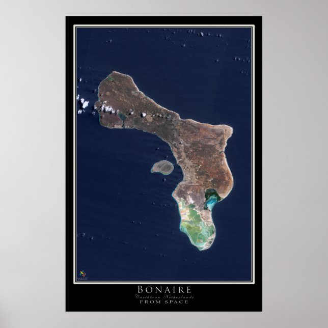 Poster Carte de l'affiche satellite Bonaire (Devant)