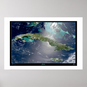 Poster Carte de l'affiche satellite de Cuba