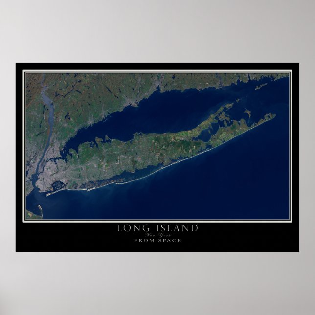 Poster Carte de l'affiche satellite de Long Island New Yo (Devant)
