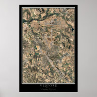 Carte de l'affiche satellite de Medford Oregon