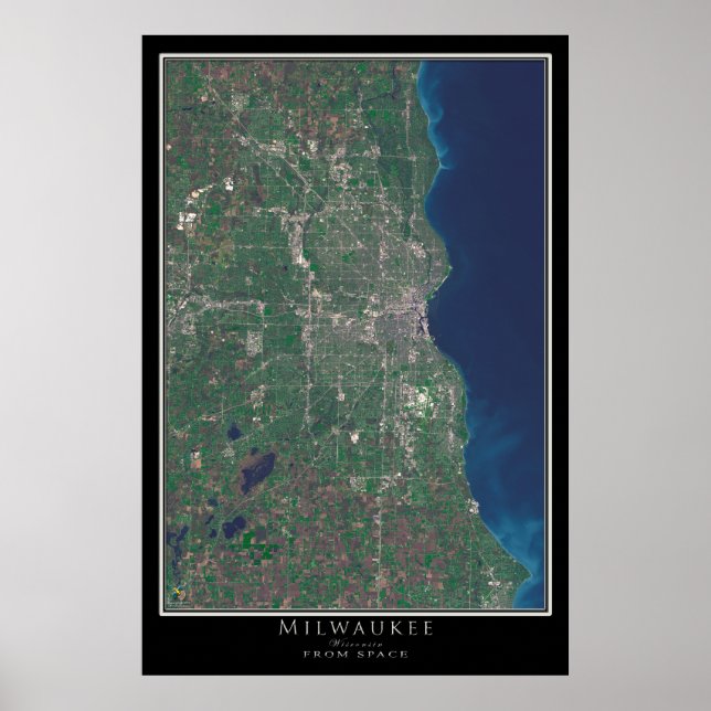 Poster Carte de l'affiche satellite de Milwaukee Wisconsi (Devant)