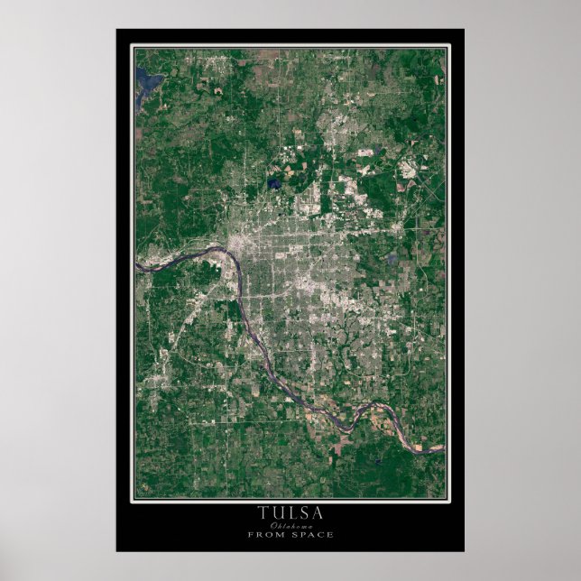 Poster Carte de l'affiche satellite de Tulsa Oklahoma (Devant)