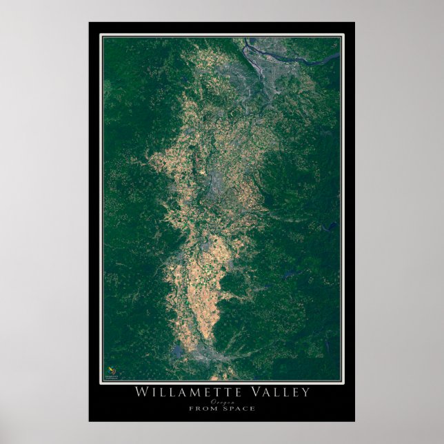 Poster Carte de l'affiche satellite de Willamette Valley  (Devant)