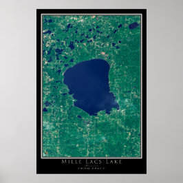 Poster Carte de l'affiche satellite du lac Mille Lacs Min