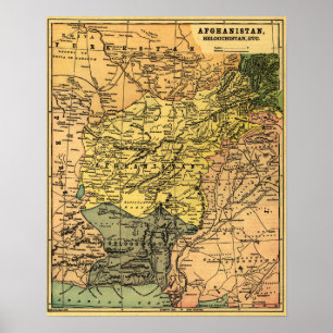 Poster Carte de l'Afghanistan et des pays voisins