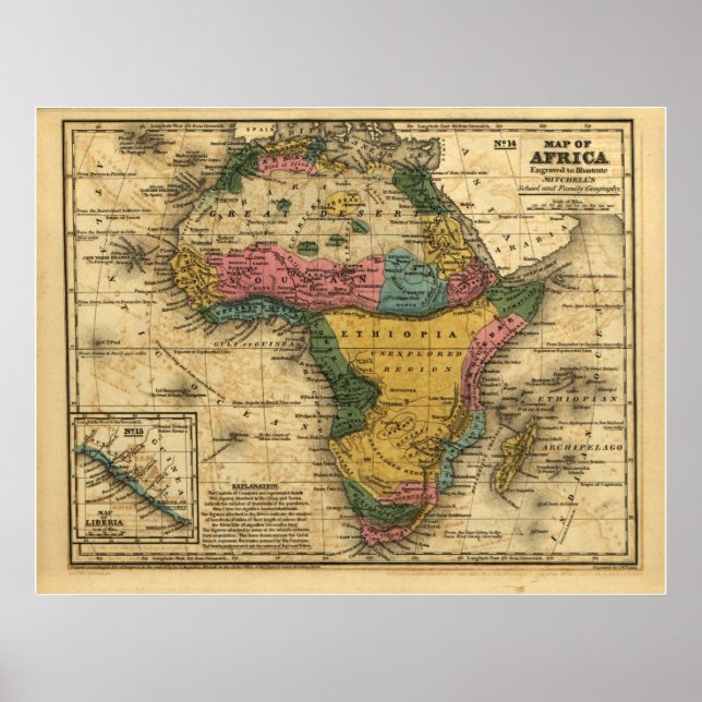 Poster Carte de l'Afrique 1839 (Devant)