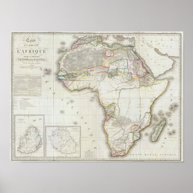 Poster Carte de l'Afrique composite (Devant)