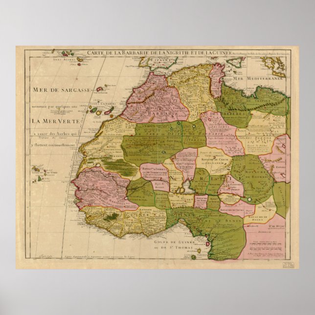 Poster Carte de l'Afrique de l'Ouest (c 1718) (Devant)